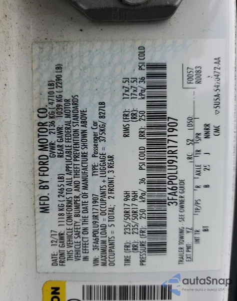 2018 Ford Fusion Se Hybrid from USA, damaged, VIN 3FA6P0LU9JR171907